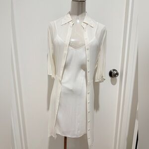 Reformation White Sheer Button-Down Dress